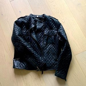 Massimo Dutti quilted leather jacket.